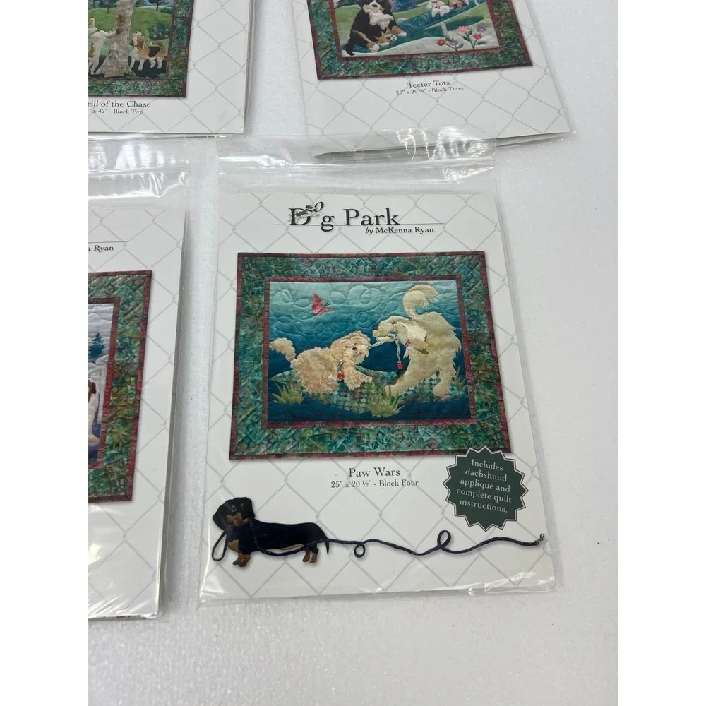 McKenna Ryan Dog Park Quilt Pattern Kit Set Blocks 1-7 Complete New Applique OOP